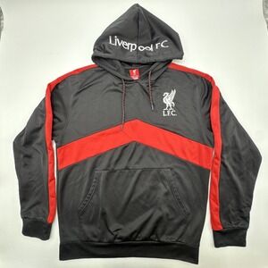 Liverpool FC Hoodie Mens Small Black Red Pullover Sweatshirt Football Club Crest